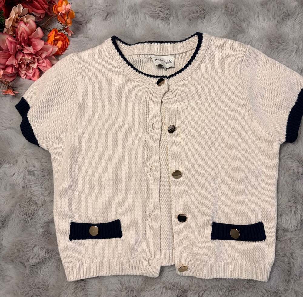 Freshman 1996 Short Sleeve Knit Cardigan Sweater Size S